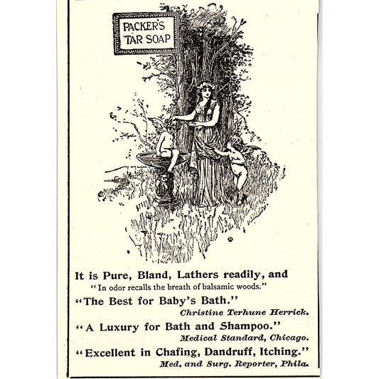 Packer's Tar Soap Woman With Cherubs Illustration 1892 Ad AG2-M9