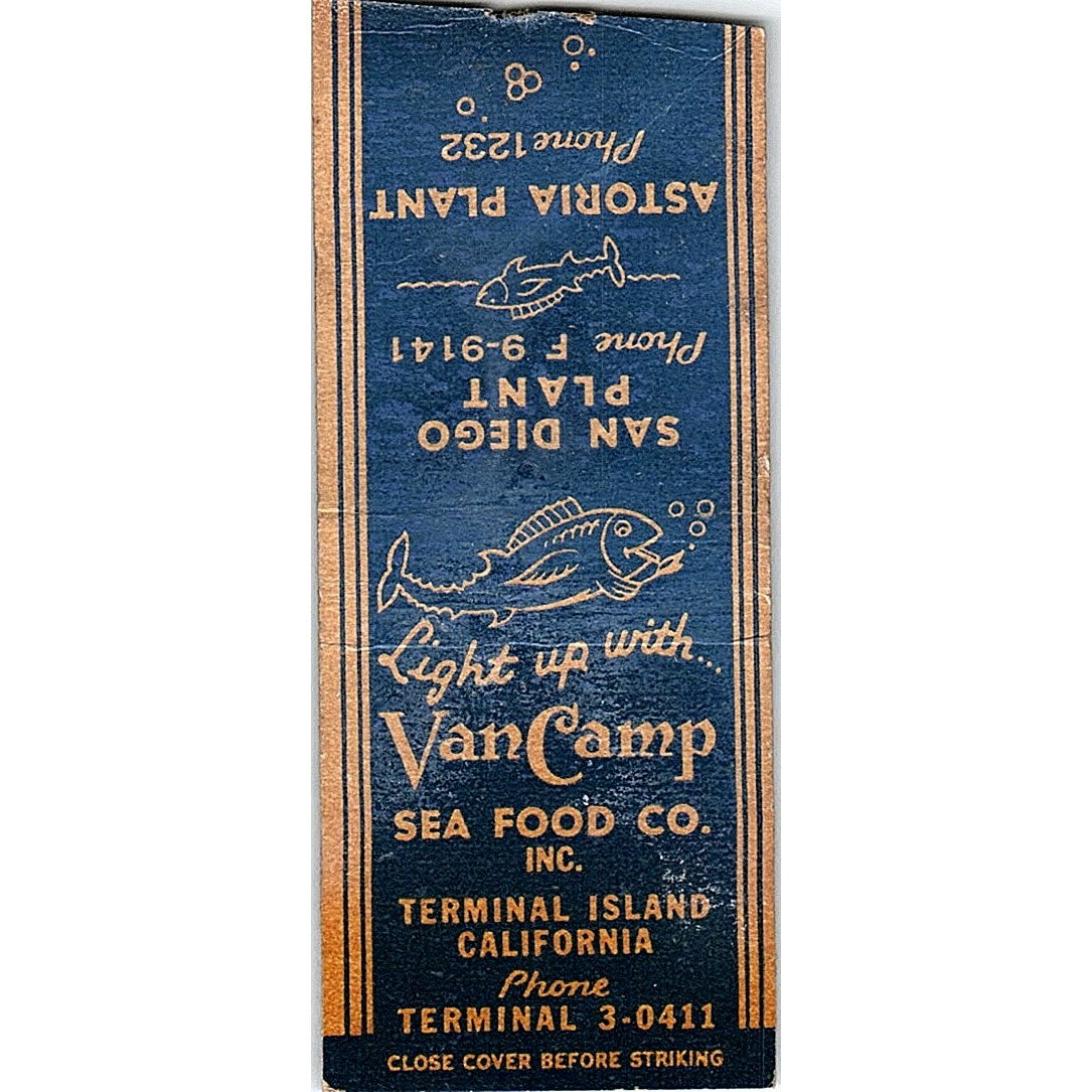 VanCamp Seafood Co Terminal Island CA Vintage Matchbook Cover SC7-Y2