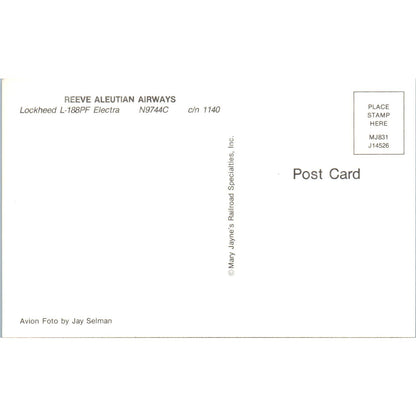 Reeve Aleutian Airways Lockheed L-188PF Electra Vintage Postcard PC2