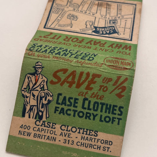 Case Clothes Hartford, New Britain CT Vintage Matchbook Cover TB8-MB2-3