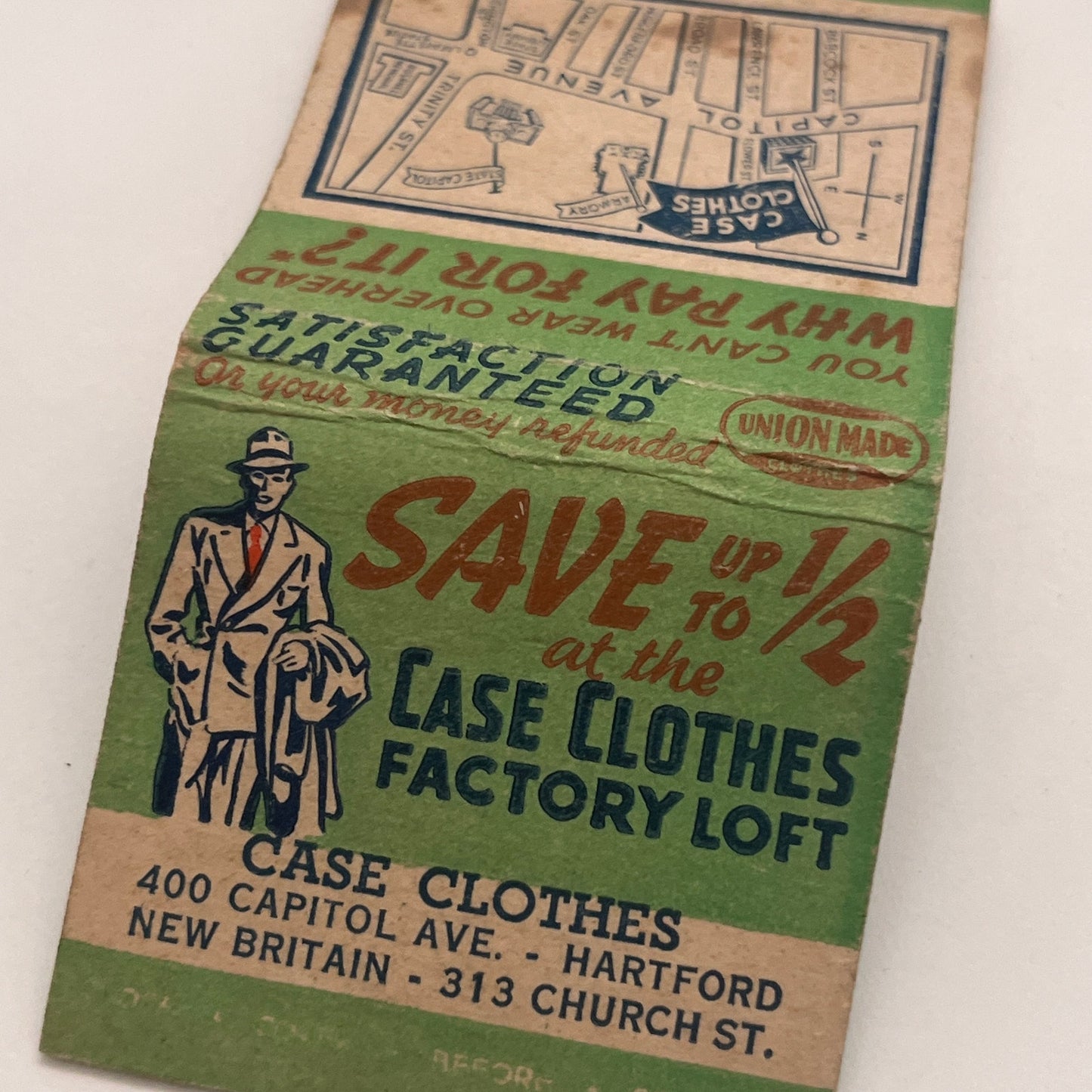 Case Clothes Hartford, New Britain CT Vintage Matchbook Cover MM4-2