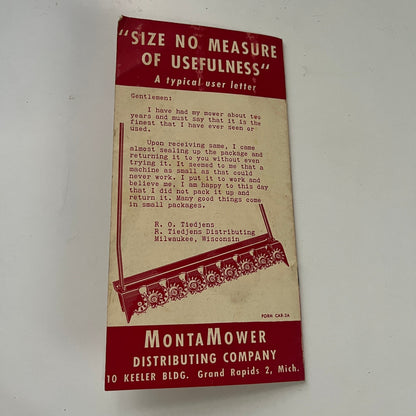 MontaMower Distributing Company Grand Rapids MI Vintage Brochure AJ2-H7