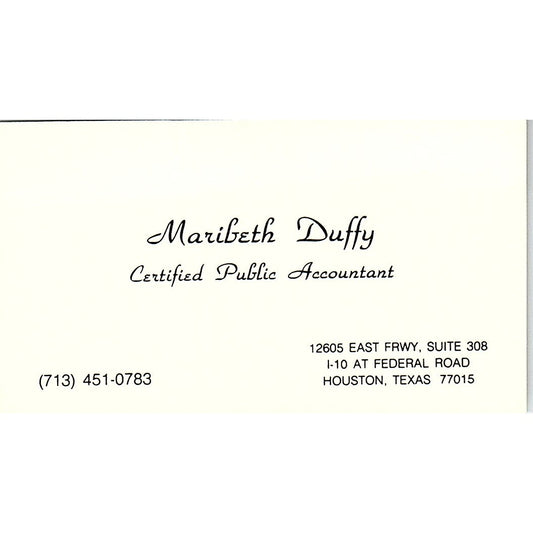 Maribeth Duffy CPA Houston Vintage Business Card SC9-B5
