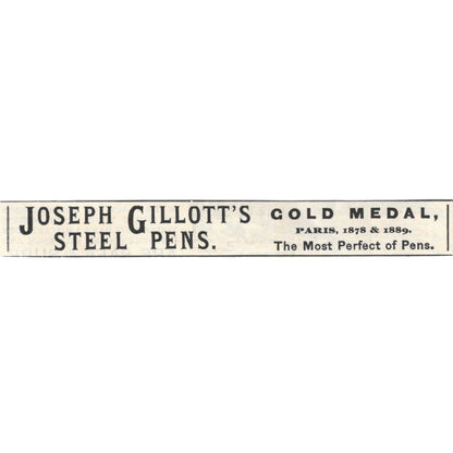 Joseph Gillott's Steel Pens Gold Medal Paris c1890 Victorian Ad AE8-CH13