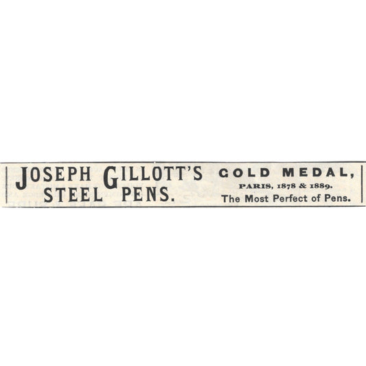 Joseph Gillott's Steel Pens Gold Medal Paris c1890 Victorian Ad AE8-CH13