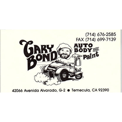 Gary Bond Auto Body Temecula CA Vintage Business Card SC9-B10