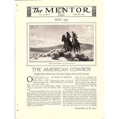 The American Cowboy by Douglas Branch 4 Page Article 1927 AG3-6