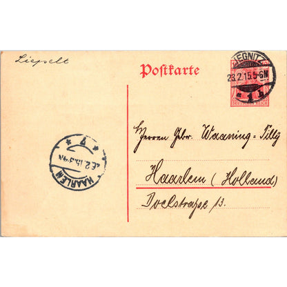Liegnitz Haarlem 1915 German Reich Postcard TE2-GRP