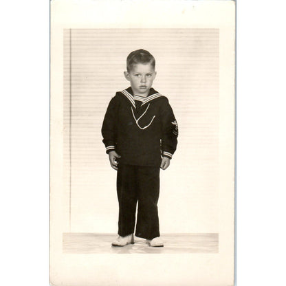 Little Boy in Navy Uniform Don Mills Antique RPPC Postcard PE7