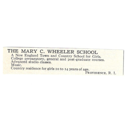 The Mary C. Wheeler School Providence RI 1924 Magazine Ad AD8-O6