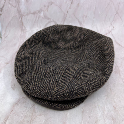 Vintage Finest Headwear Harris Tweed Herringbone Flat Cap 7 1/4-7 3/8" USA TF4