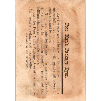 Poor Man's Dyes Thos. B. Sharp & Sons Seneca Falls NY c1880 Trade Card AB6-2