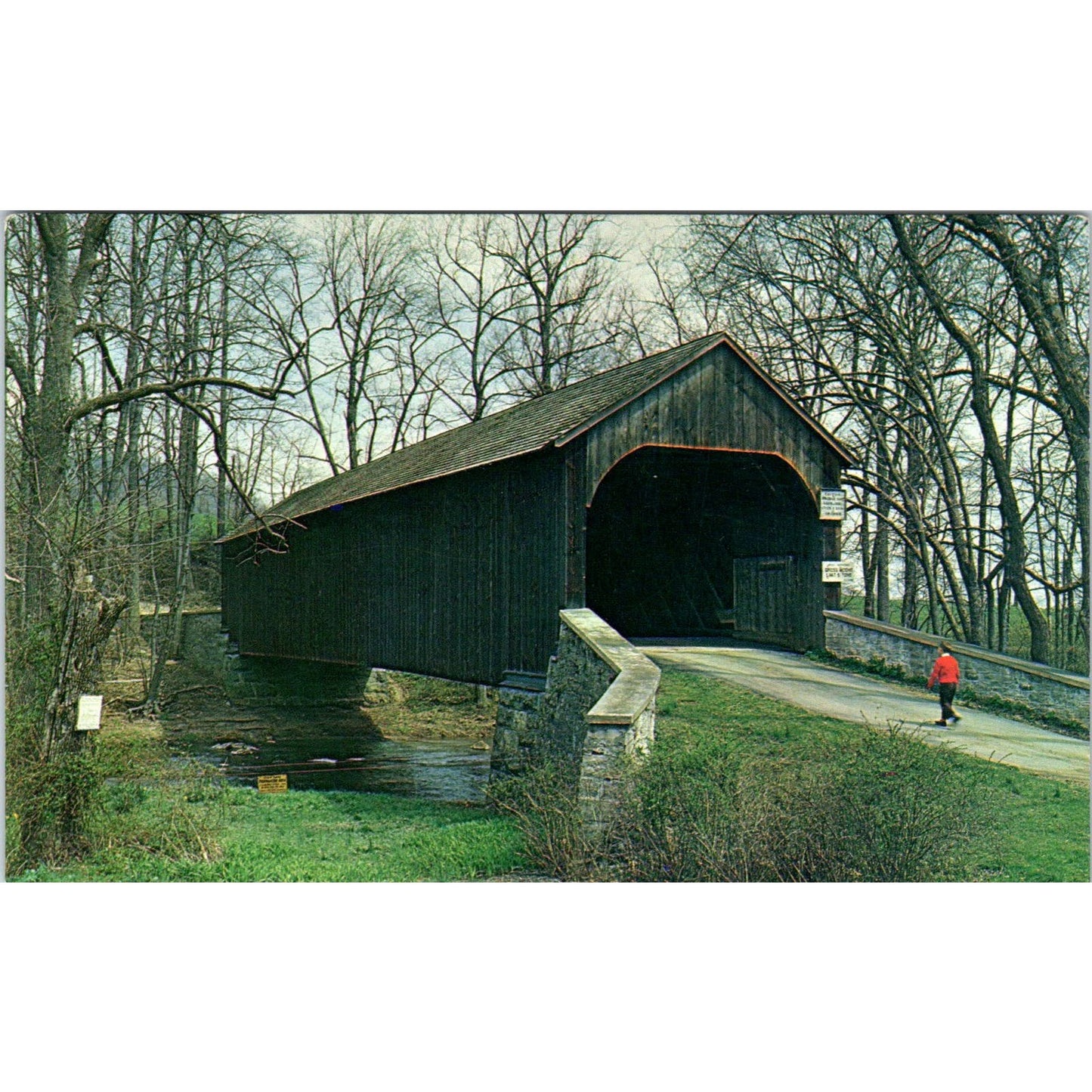Haupt's Mill Bridge Bucks County PA Vintage Covered Bridge Postcard PC17