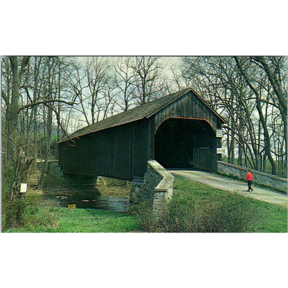 Haupt's Mill Bridge Bucks County PA Vintage Covered Bridge Postcard PC17