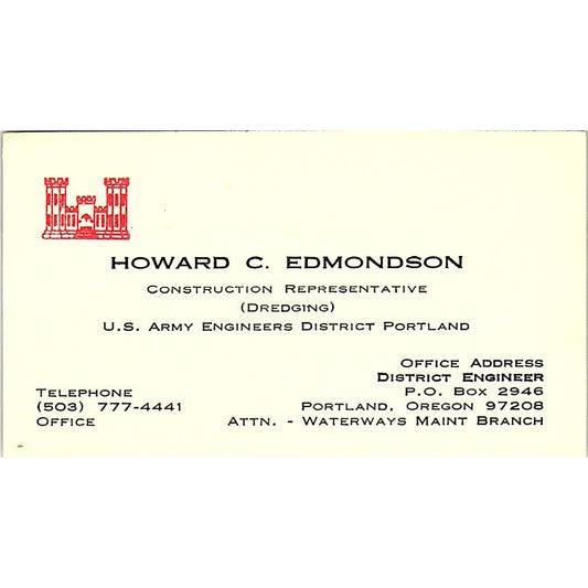 Howard C. Edmondson Construction Representative Oregon Business Card SF3-B3