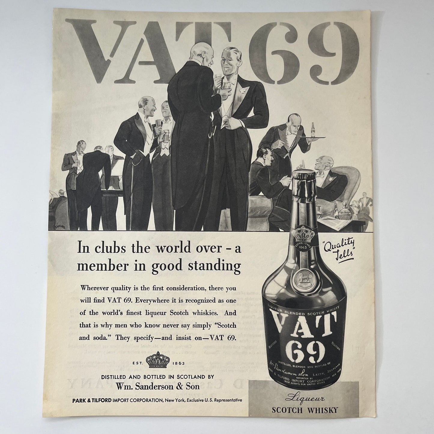 Vat 69 Wm. Sanderson & Son Scotland 1935 Ad V1-5