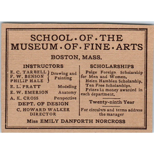 School of the Museum of Fine Arts 29th Year Boston c1905 Victorian Ad AE9-MA12