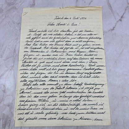 1936 Handwritten Letter in German From Zurich Germany D22