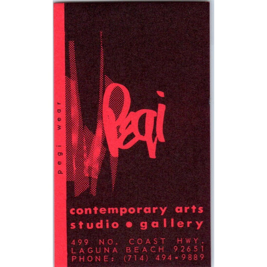 Contemporary Arts Studio Gallery Pegi Wear Laguna Beach CA Business Card SD4-B4