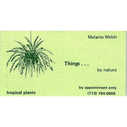 Things... by nature tropical plants Melanie Welch, Business Card SF3-B8