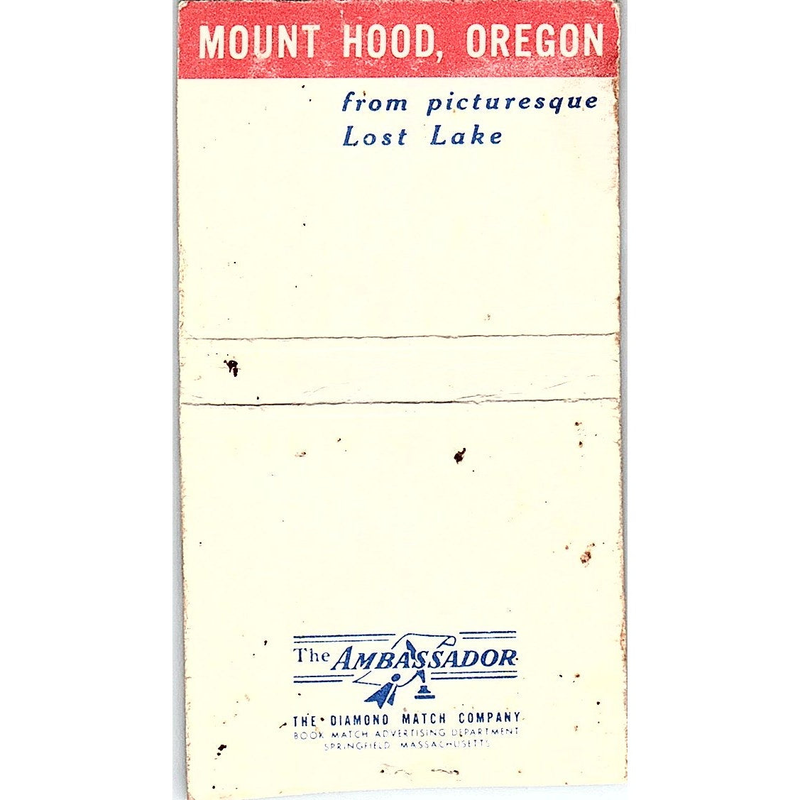 Union Pacific Railroad Mount Hood OR Lost Lake Vintage Matchbook Cover SF3-Y4