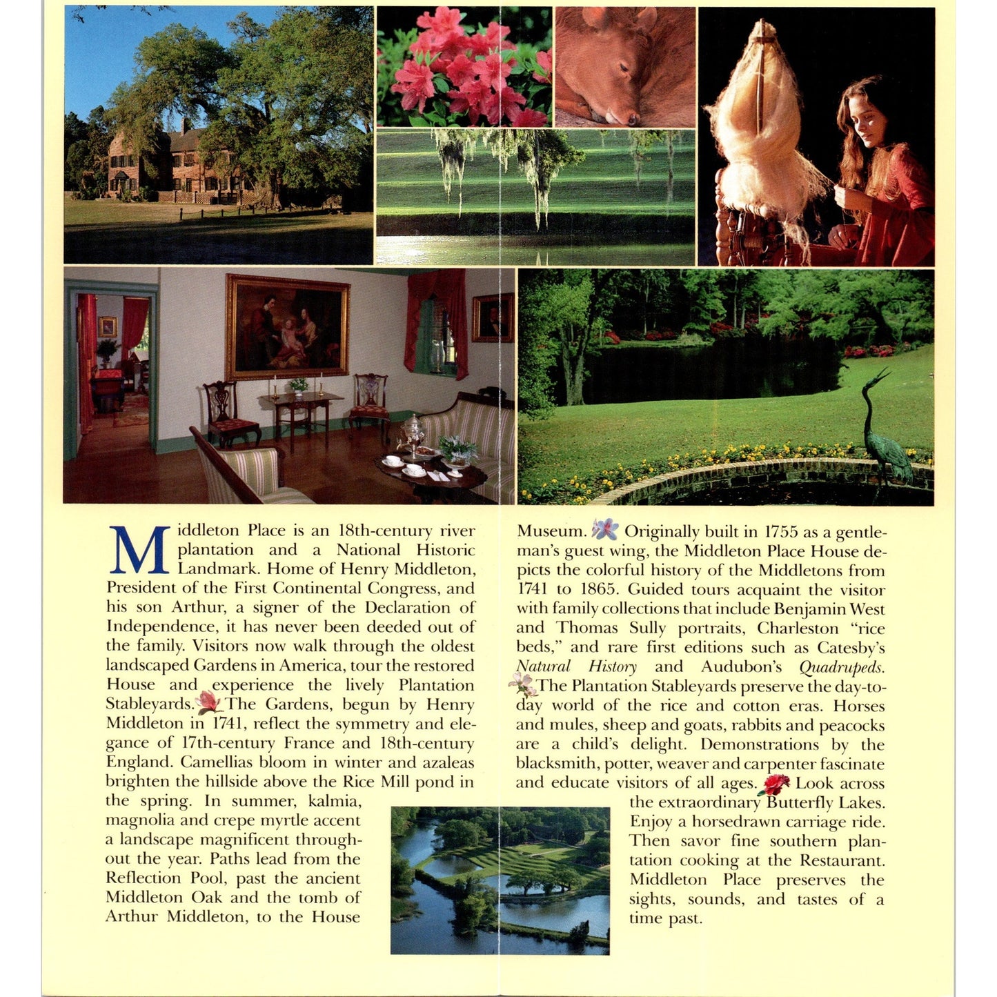 Vintage Middleton Place Charleston SC Fold Out Travel Brochure H5-5