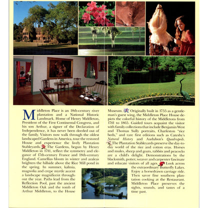 Vintage Middleton Place Charleston SC Fold Out Travel Brochure H5-5