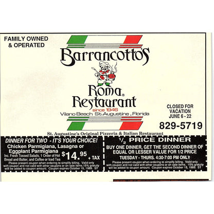 Keepers Seafood Restaurant St. Augustine FL 1989 Ad AF9-12