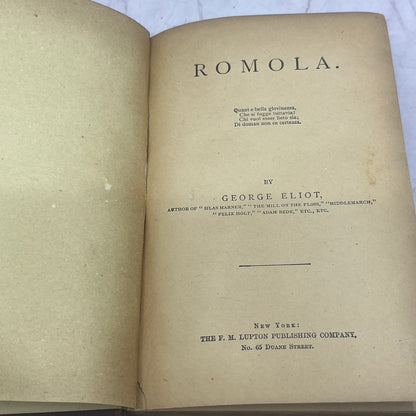 1890s Romola by George Eliot Hardcover Avon Edition TB6-OB