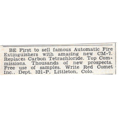 Automatic Fire Extinguishers - Red Comet Inc, Littleton OH 1955 Ad AG1-S7