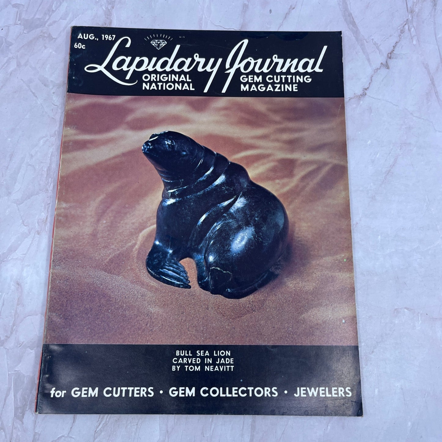 Bull Sea Lion Jade Caved Tom Neavitt - Lapidary Journal Magazine - Aug 1967 M26