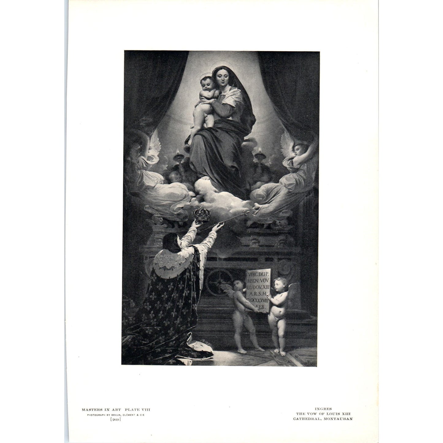 The Vow of Louis XIII - Ingres c1905 Art Print D14