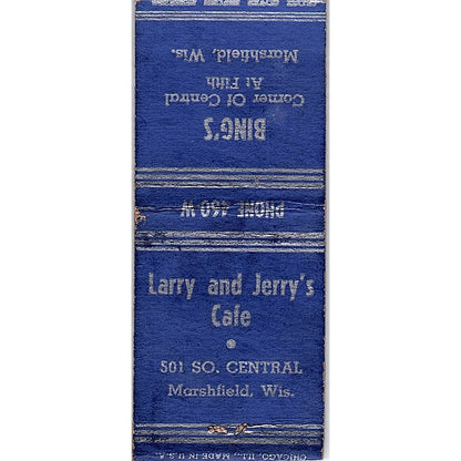 Larry and Jerry's Cafe Marshfield WI Bing's Vintage Matchbook Cover SC7-Y2