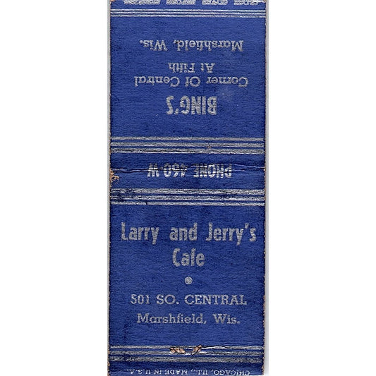 Larry and Jerry's Cafe Marshfield WI Bing's Vintage Matchbook Cover SC7-Y2