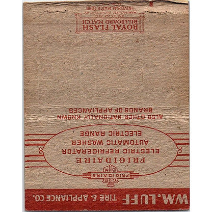 Wm. Luff Tire & Supply Co Milwaukee WI Vintage Large Matchbook Cover TH2-Y1