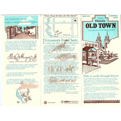 Historic Old Town Albuquerque NM Vintage Fold Out Travel Brochure TH2-TB1