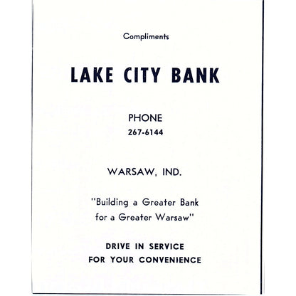 Lake City Bank Warsaw Indiana 1964 Ad AG1-9