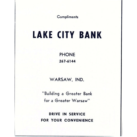 Lake City Bank Warsaw Indiana 1964 Ad AG1-9