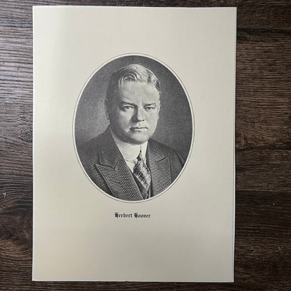 President Herbert Hoover Engraving Vintage 9x12 V11