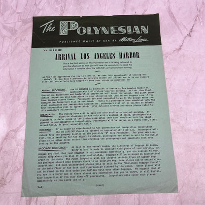 1956 SS Lurline Arrival at Los Angeles Harbor The Polynesian Hawaii TJ5-E1