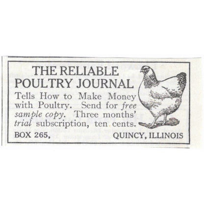 The Reliable Poultry Journal Quincy IL 1913 Magazine Advertisement AE7-N8