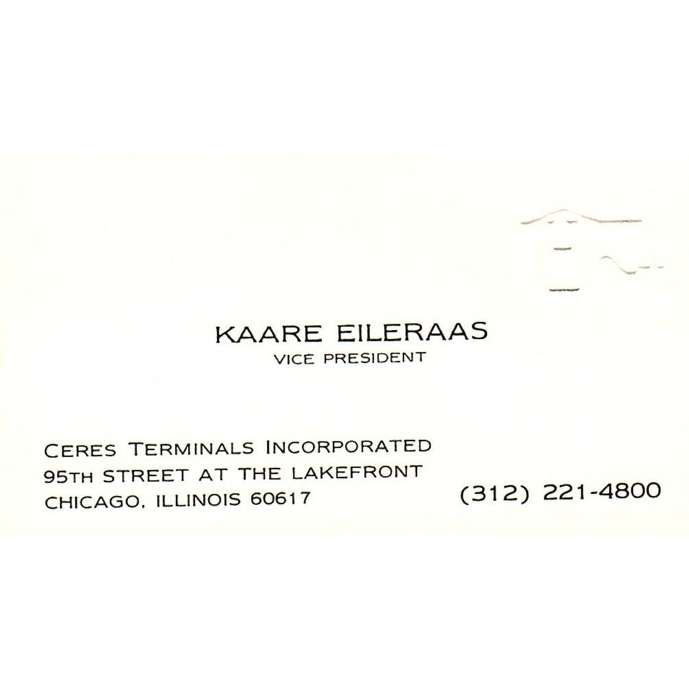 Kaare Eileraas Ceres Terminals Inc Chicago Vintage Business Card SC9-B1
