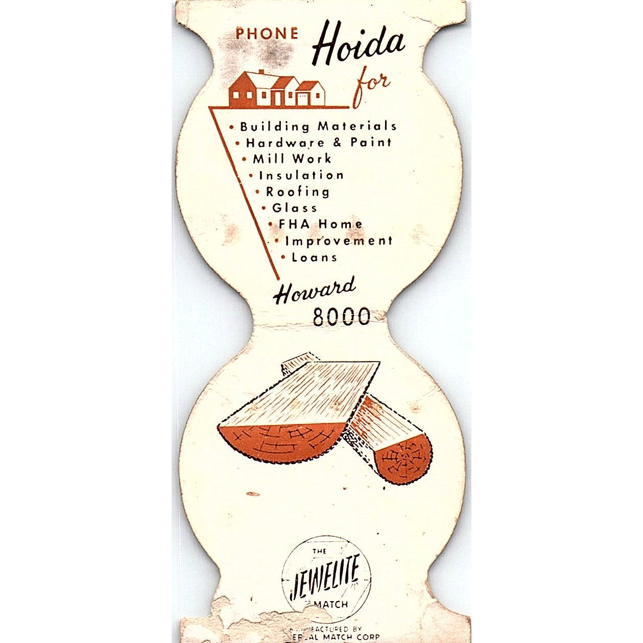 Hoida Lumber Co Green Bay WI Vintage Matchbook Cover TH2-Y4