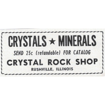 Crystal Rock Shop Rushville Illinois 1964 Magazine Ad AK6-S8