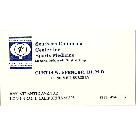 Southern California center for Sports Medicine Curtis W. CA Business Card SF3-B8