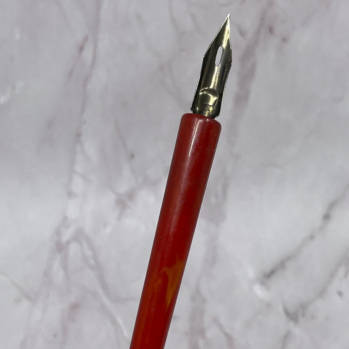 Red & Orange Bakelite Vintage Fountain Dip Pen w/ Nib TC5-DP-5