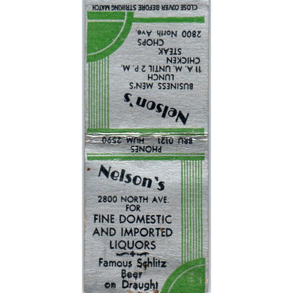 Nelson's Business Men's Lunch 2800 North Ave Chicago Vintage Matchbook SD4-Y7