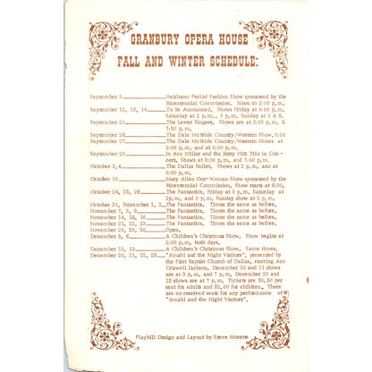 Granbury Opera House - Once Upon a Mattress Program AB8-RS1