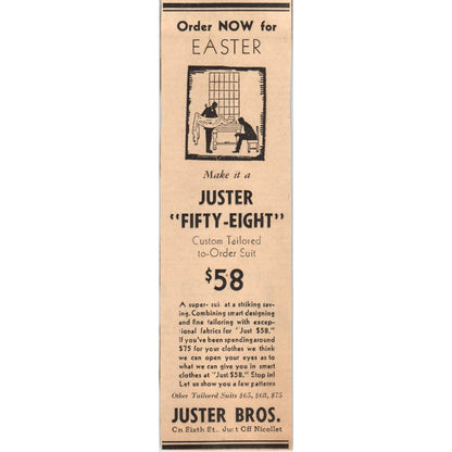 Juster Bros. Nicollet Easter Sale 2x6 1935 Minneapolis Journal Ad AE7-H1