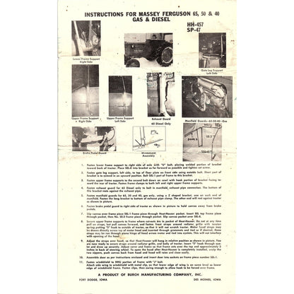 Instructions for Massey Ferguson 65, 50 & 40 Burch Mfg Co Fort Dodge IA AG5-2